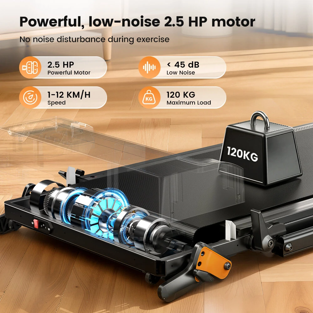 [EU Direct] Formill FT52 Walking Pad Treadmill with 6% Incline - Top Speed 12km/h, 2.5HP Quiet Motor, Remote Control & App Connectivity, 120KG Capacity, Space-saving for Home Office