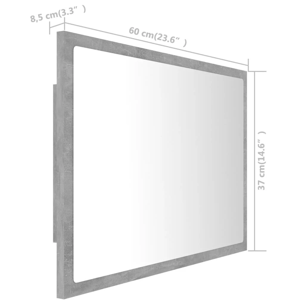 LED Bathroom Mirror Concrete Gray Chipboard Acrylic Wall Mirror with RGB Light for Bedroom, Bedroom