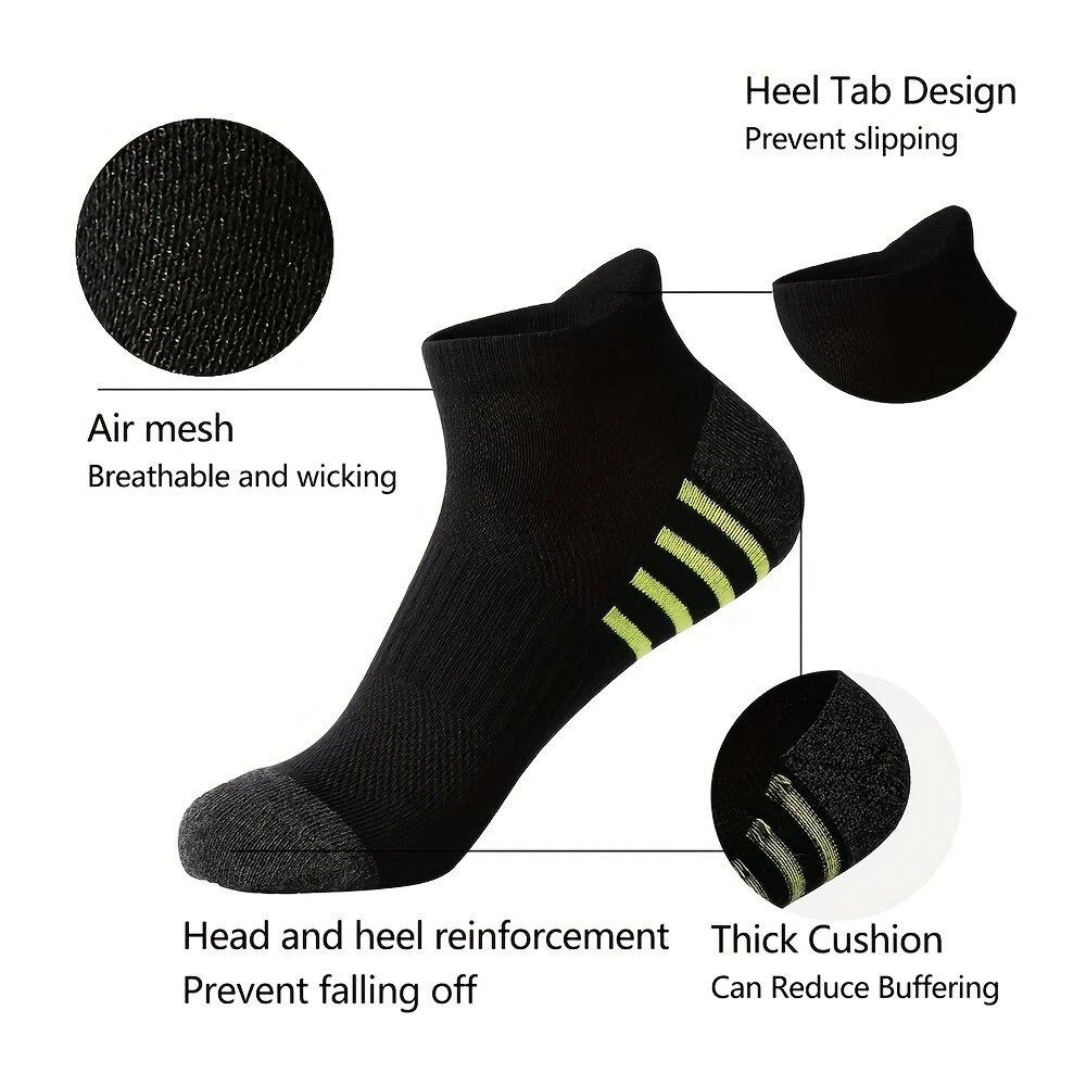 12 Pairs Men's Stripe Ankle Socks Casual Breathable Mesh Soft Comfortable Low Cut Elastic Fitness Sports Short Sock