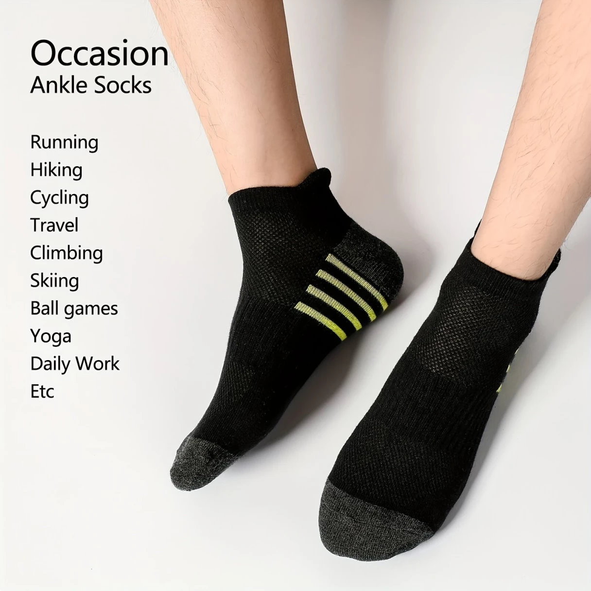 12 Pairs Men's Stripe Ankle Socks Casual Breathable Mesh Soft Comfortable Low Cut Elastic Fitness Sports Short Sock