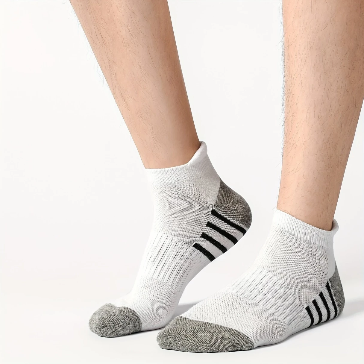 12 Pairs Men's Stripe Ankle Socks Casual Breathable Mesh Soft Comfortable Low Cut Elastic Fitness Sports Short Sock