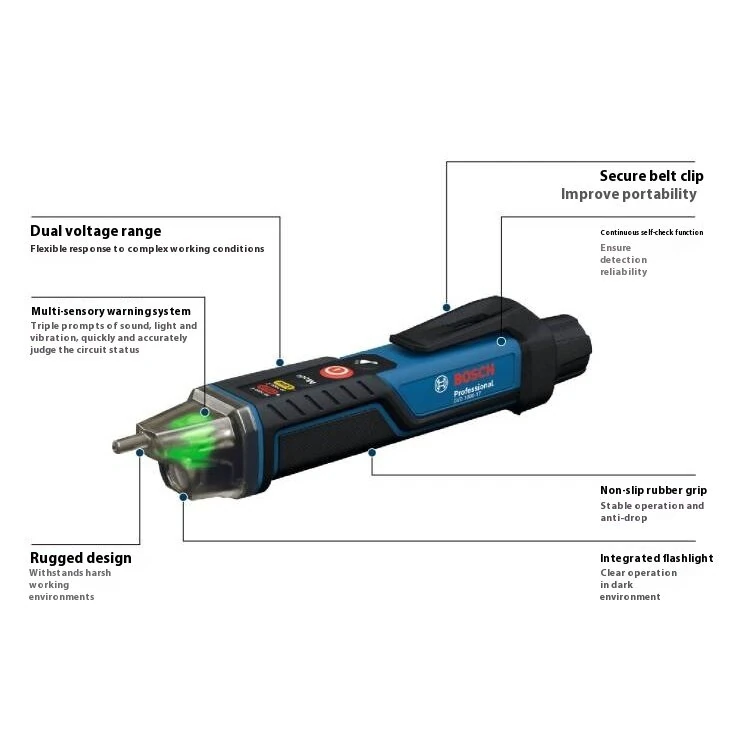 GVD 1000-17 Non-contact Voltage Detector Tester Pen CAT IV 1000V Dual Voltage Range IP67 Waterproof