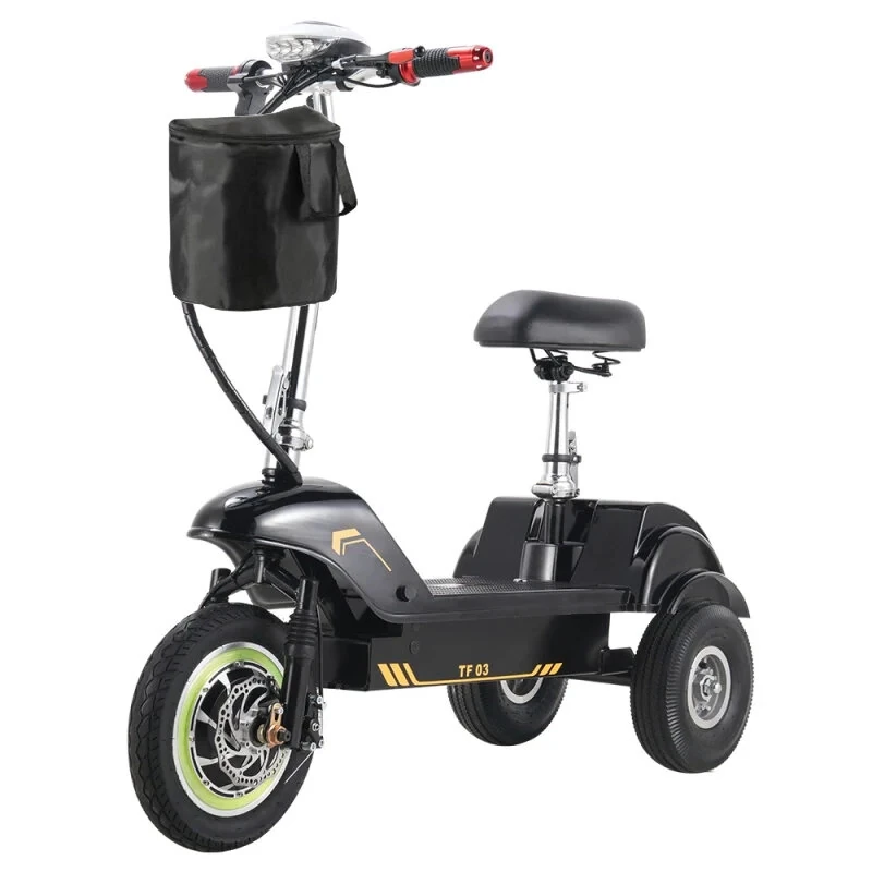 [EU Direct] TWOFISH TF03 Electric Tricycle with Seat and Front Basket 48V 15Ah Battery 350W Motor Recommended Top Speed 25KM/H 12inch&10inch Tires 30KM Max Mileage 120KG Max Load Folding Three Wheels Electric Scooter