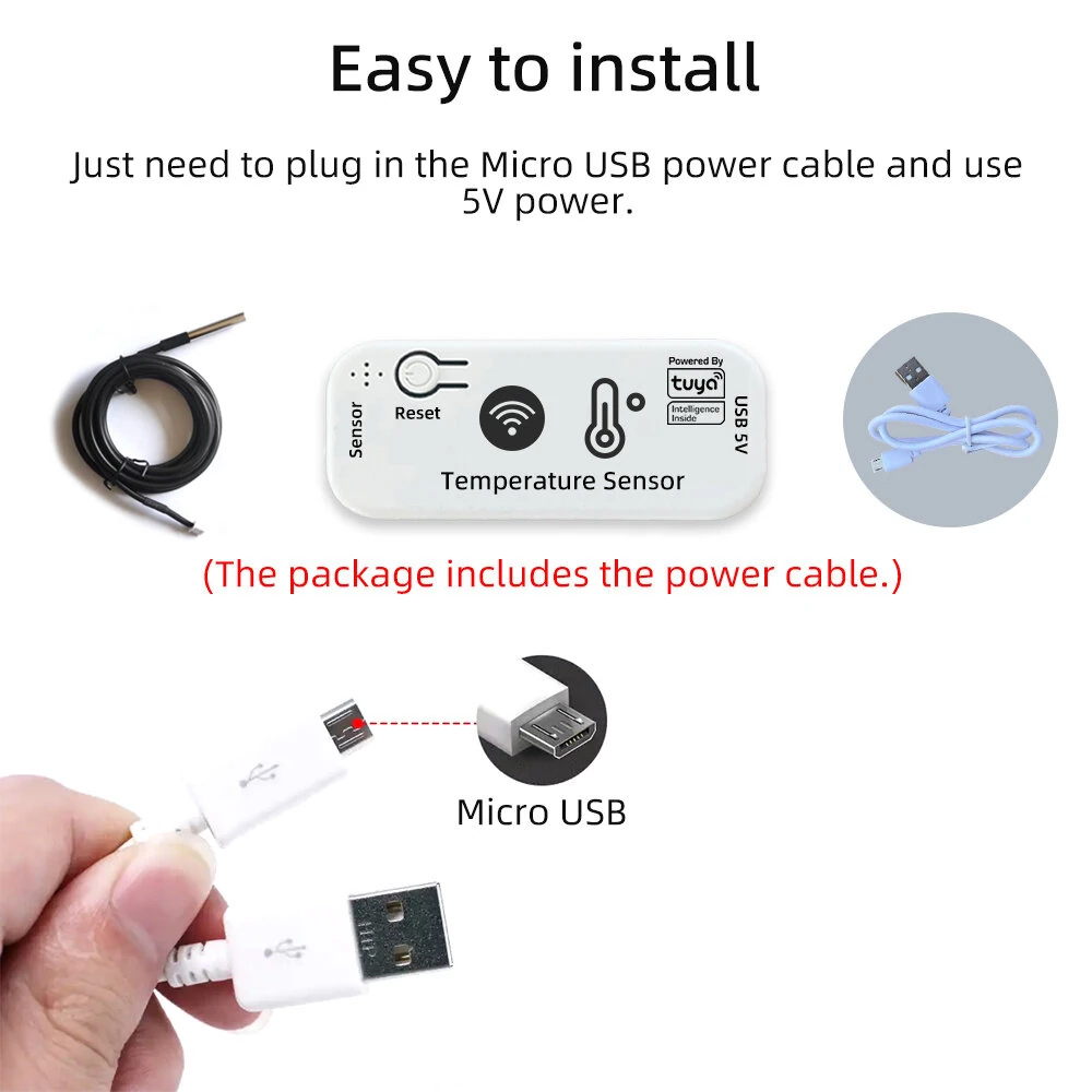 Tuya Smart WiFi /Zigbe Temperature Humidity Sensor -20°C to 105°C Remote Monitoring Alarm Alerts Smart Home Thermometer Smart Life APP