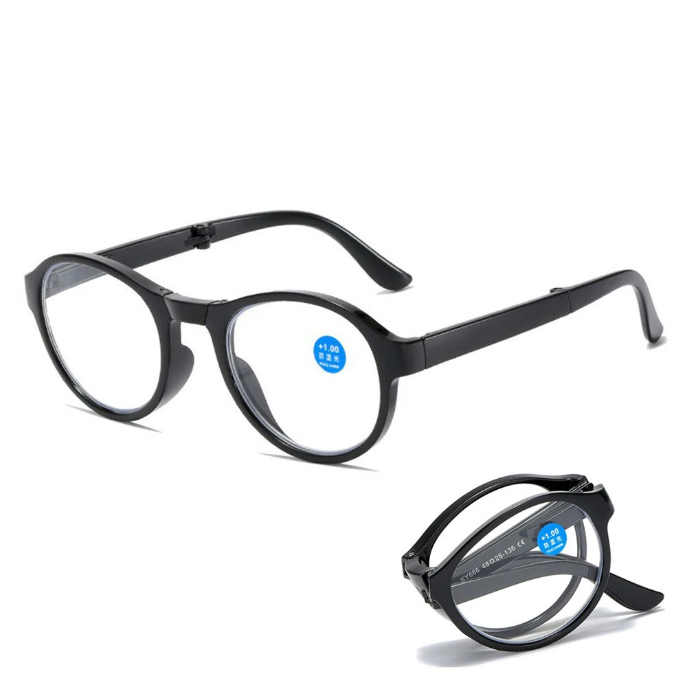 Portable Folding Reading Glasses Fashion Far-sighted Eyewear with Plastic Case Anti Blue Ultralight Diopter Eyeglasses 1.5 To +3.5