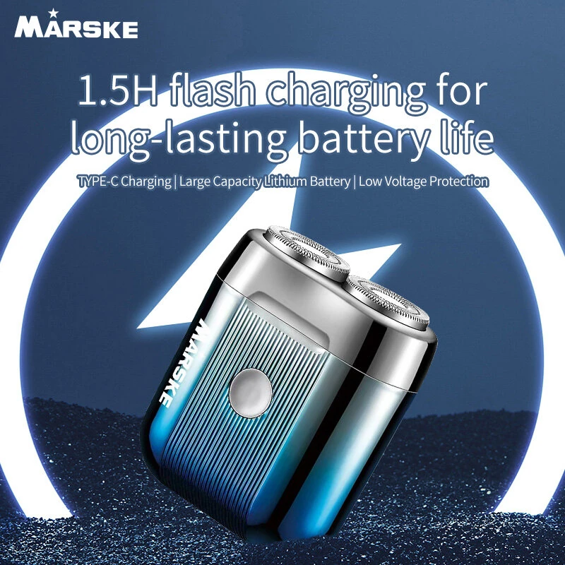 MARSKE Mini Electric Shaver Portable Men's Shaver IPX6 Washable Type-C Rechargeable Wet & Dry Compact Razor