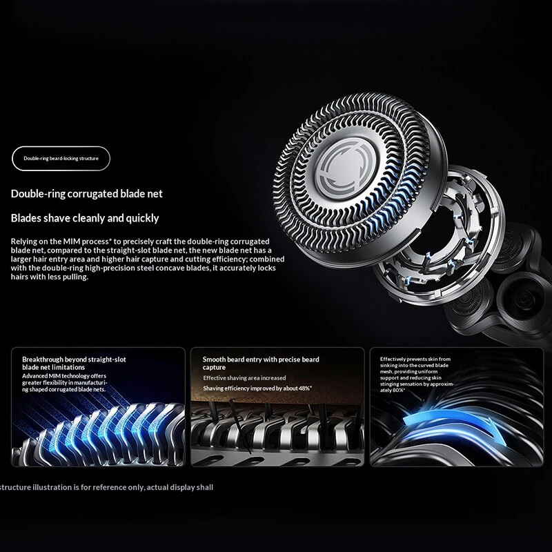 XIAOMI MIJIA PDL11 Electric Shaver Pro with Shaving Pressure Display Dual Ring Foil 360° Floating Head Long Battery Life Type-C Charging