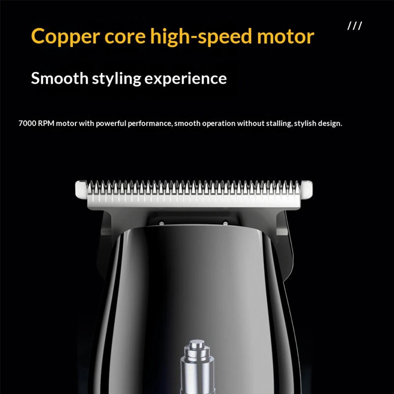 Lenovo Hair Clipper with LED Display 7000RPM Motor & 5 Speed Settings 240Min Cordless Use USB Charging 3 Guide Combs for Home Haircut
