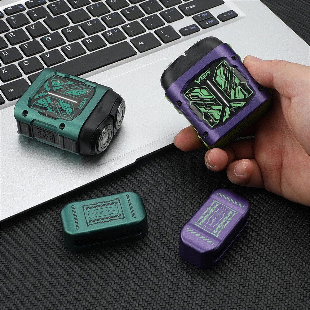 VGR V-344 Mini Shaver with LED Display Double Rotary Heads IPX6 Waterproof USB Charging Portable Travel Electric Razor for Men