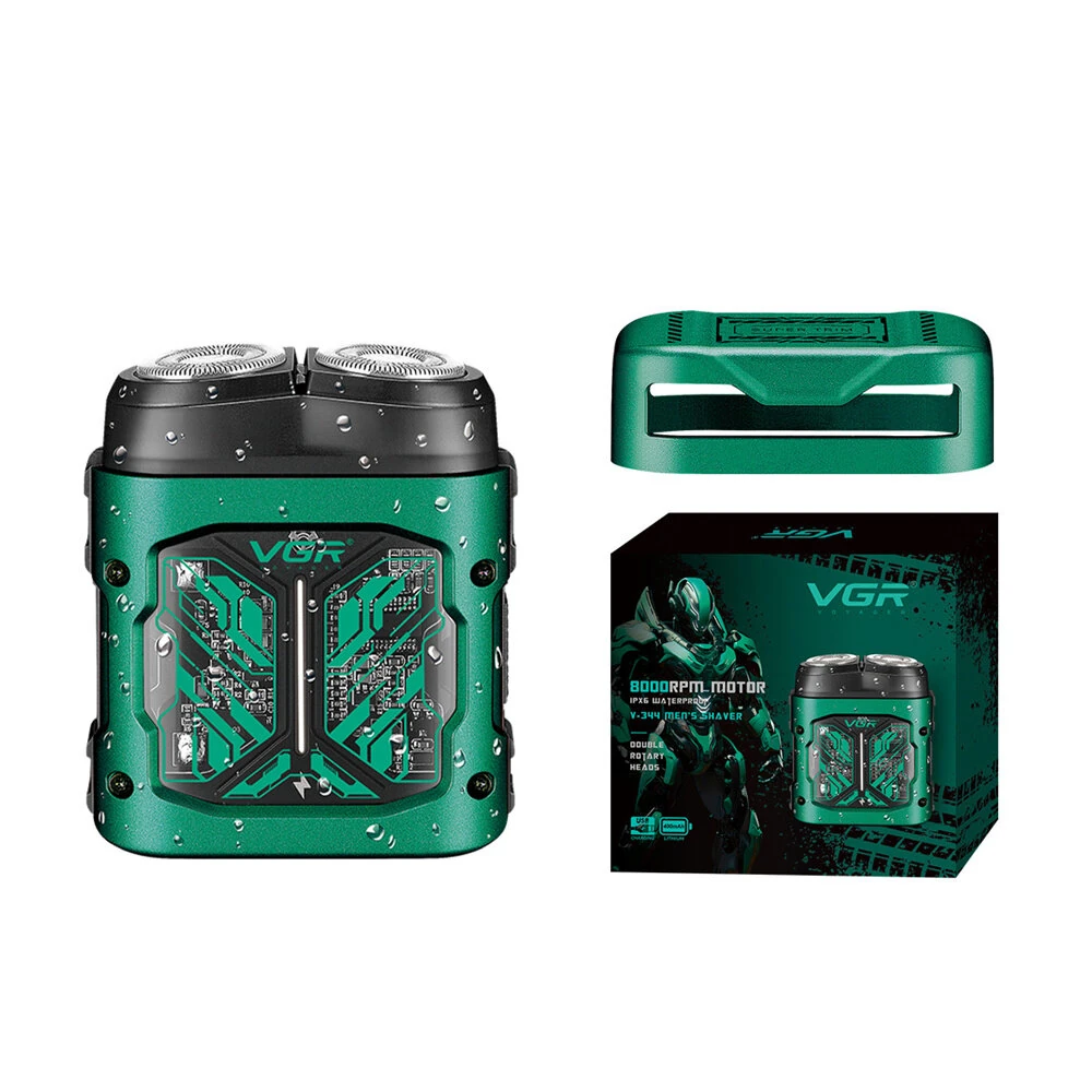 VGR V-344 Mini Shaver with LED Display Double Rotary Heads IPX6 Waterproof USB Charging Portable Travel Electric Razor for Men