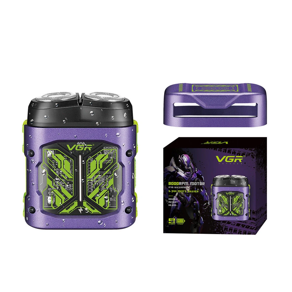 VGR V-344 Mini Shaver with LED Display Double Rotary Heads IPX6 Waterproof USB Charging Portable Travel Electric Razor for Men