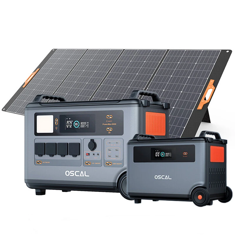 Blackview Oscal Powermax6000 Rugged Power Station with BP3600 Battery Pack/PM200/PM400 Solar Panel Set 3600Wh to 57600Wh LiFePO4 Battery Pack Power Station with 14 Outlets 5 LED Light Modes Morse Code Roller Power Backup for Emergency Communication House