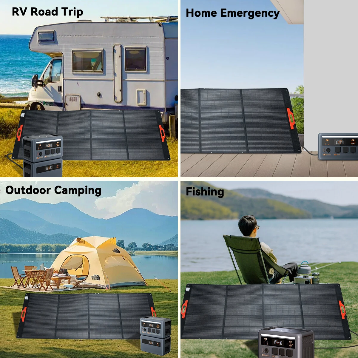 OSCAL PM400 Pro / PM200 Pro Solar Panel 200W 400W Monocrystalline 23% Efficiency IP67 Waterproof ETFE Foldable Portable Solar Charger for Emergency Solar Power Station