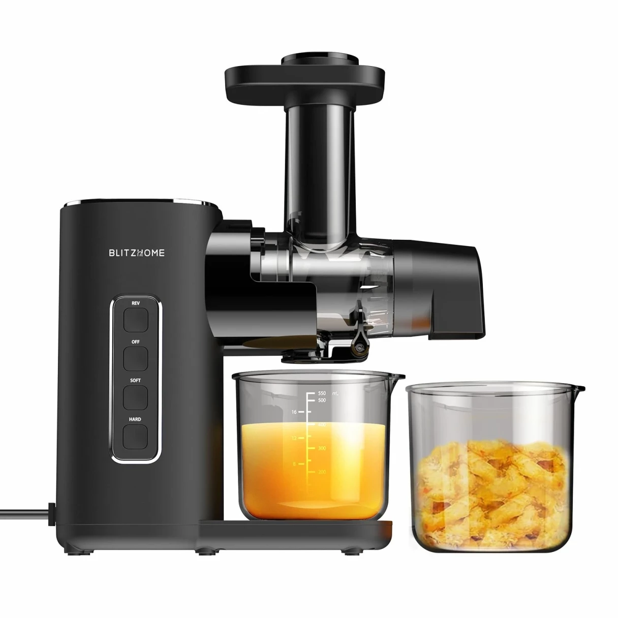 BlitzHome® BH-JC01 Cold Press Juicer Machines 2-Speed Modes Slow Masticating Juicer for Vegetable and Fruit with Quiet Motor/Reverse Function/Wide 1.73" Feed Port Easy to Clean