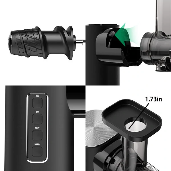 BlitzHome® BH-JC01 Cold Press Juicer Machines 2-Speed Modes Slow Masticating Juicer for Vegetable and Fruit with Quiet Motor/Reverse Function/Wide 1.73" Feed Port Easy to Clean