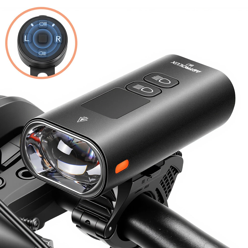 Astrolux BK7 Wireless Remote Smart Bicycle Headlight - 1600 Lumens with Digital Screen, Anti-glare, 5200mAh USB Rechargeable, Portable Power Bank for Road Mountain Bike