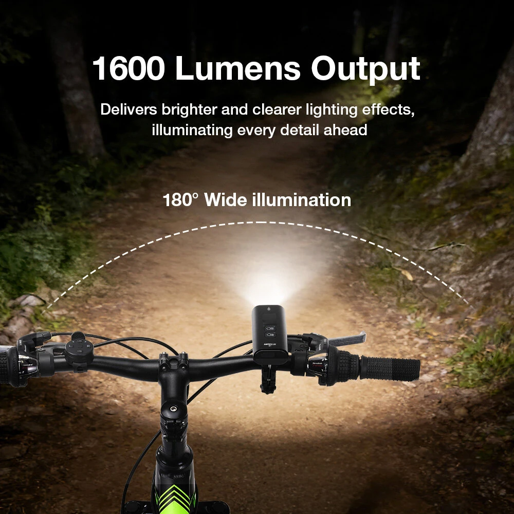 Astrolux BK7 Wireless Remote Smart Bicycle Headlight - 1600 Lumens with Digital Screen, Anti-glare, 5200mAh USB Rechargeable, Portable Power Bank for Road Mountain Bike