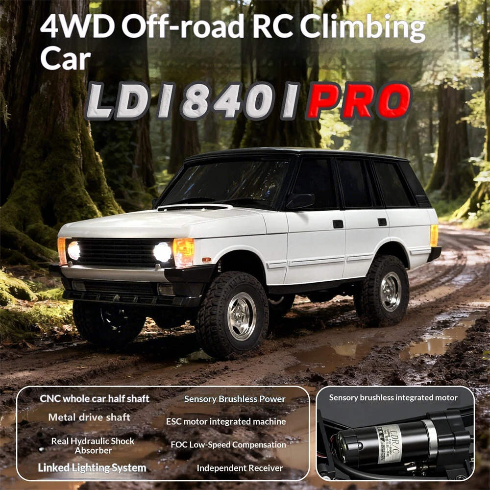 LDRC 18401 PRO RTR 1/18 2.4G 4WD FOC Sensored Brushless RC Car Rock Crawler Off-Road Climbing Truck LED Light Full Proportional Vehicles Models Metal Drive Shaft Oil Shocks Toys
