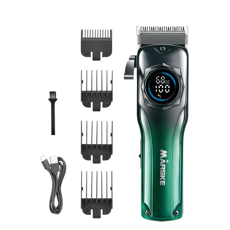 MARSKE Professional Hair Clipper Stainless Steel Blade Sharp Cutting High Power Low Noise LED Digital Display Rechargeable Adjustable